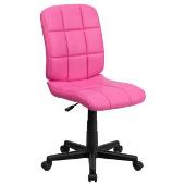 Armless Mid Back Pink Desk Chair