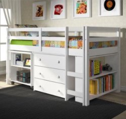 DONCO Kids White Loft Bed with Desk