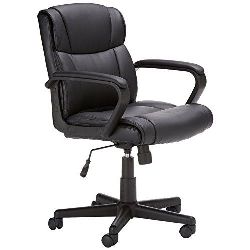 AmazonBasics Mid-Back black Leather Office Chair